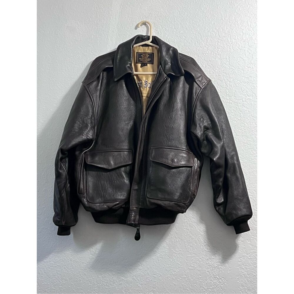 Vtg COCKPIT A-2 US Airforce Flight Jacket Pilot Aviator Bomber Large